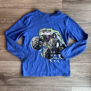Cat & Jack Boy Long Sleeve Monster Truck Tee T-Shirt Blue Small 6/7